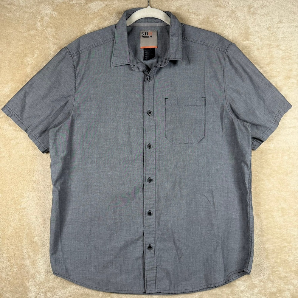 5.11 Tactical Mens Gray Short Sleeve Snap Front Utility Shirt Medium